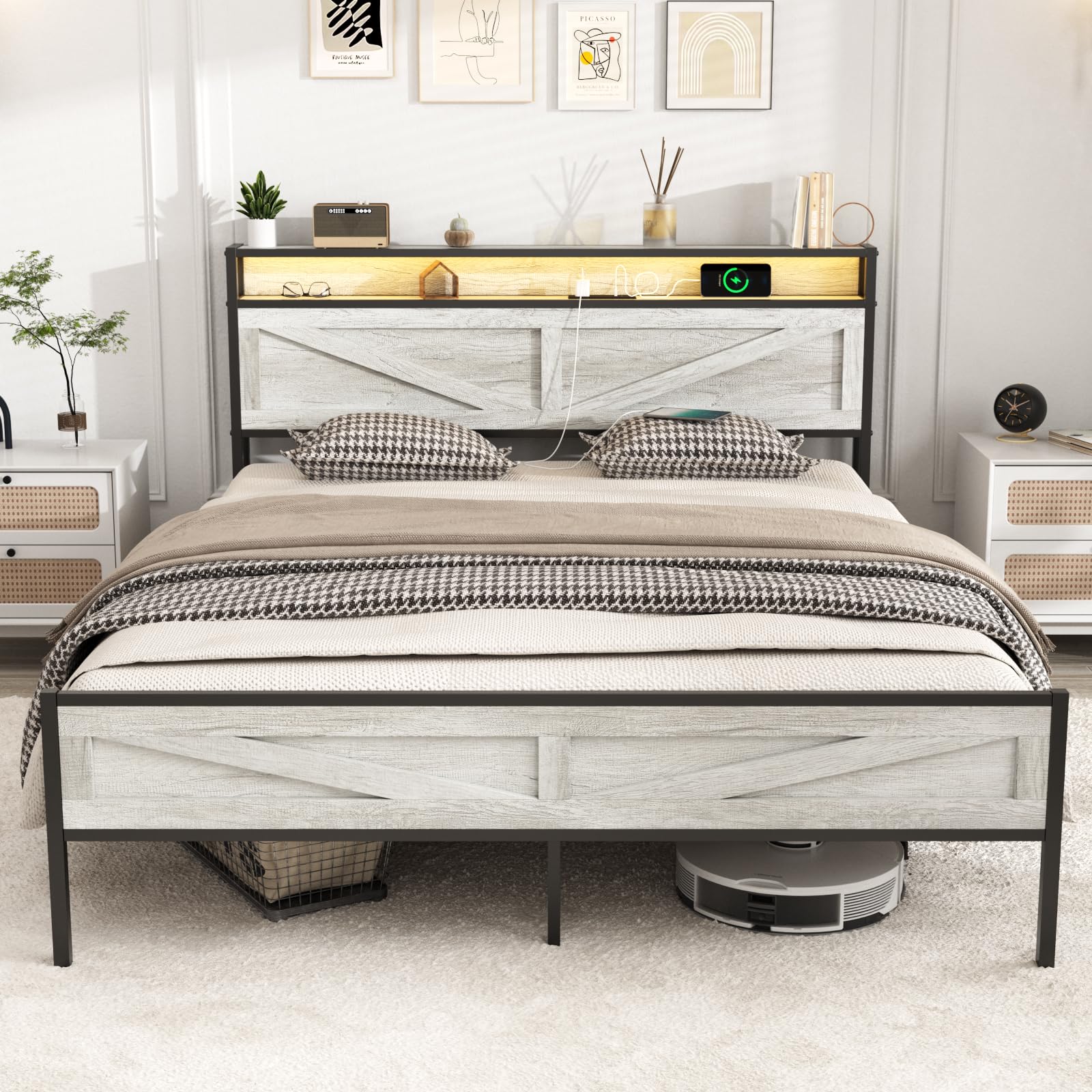 ベッドフレーム BED + MATTRESS with storage - 160x200 cm Amazon.com: LARMACE Queen Size Platform Bed Frame with 4